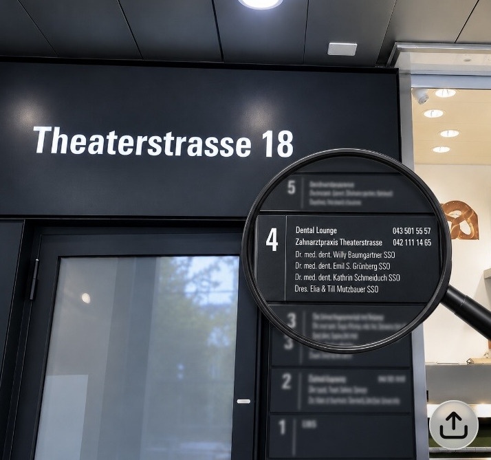 Zahnarztpraxis Theaterstrasse 18 Zürich – Eingang