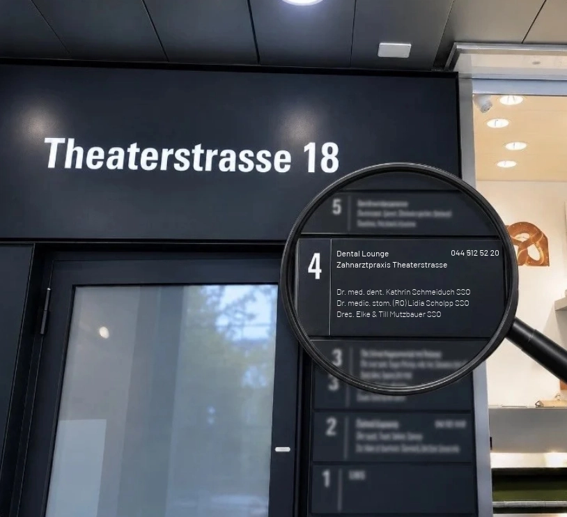 Zahnarztpraxis Theaterstrasse 18 Zürich – Eingang